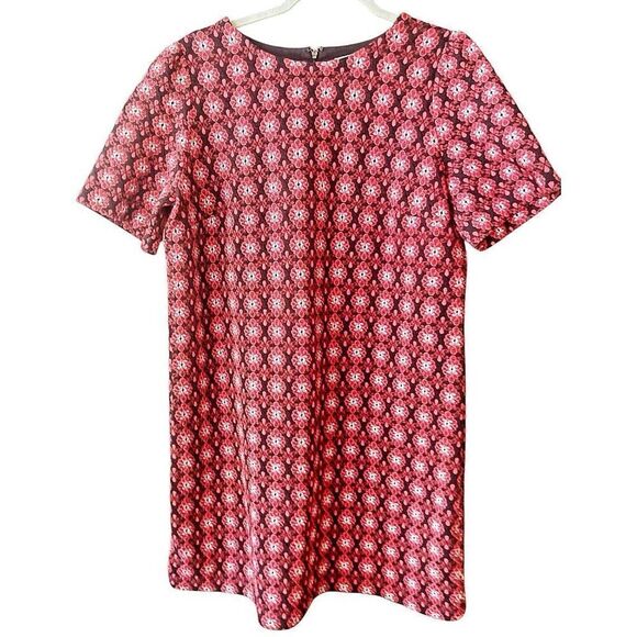Loft Scroll Floral Jaquard Knit Shift Dress Size Large Career Work EUC - Picture 1 of 7